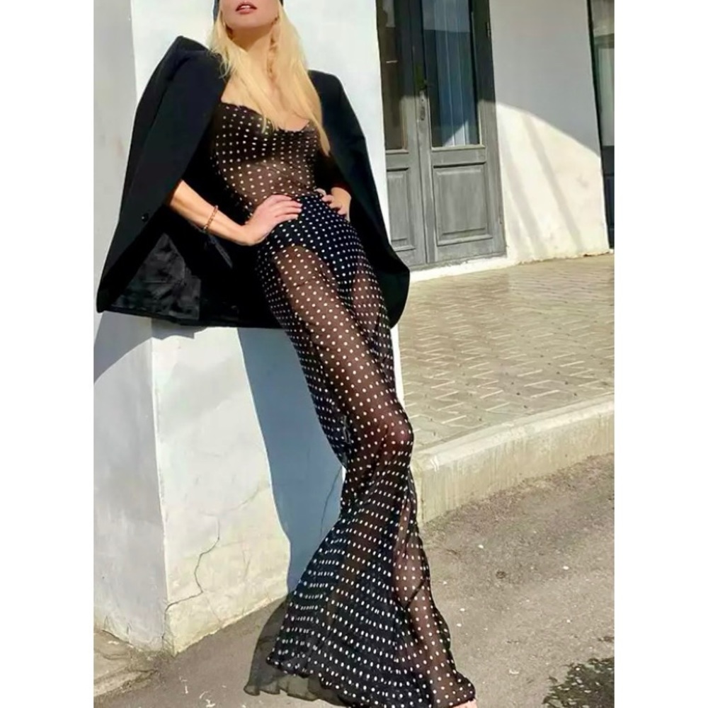 Sheer Polka Dot Maxi Dress